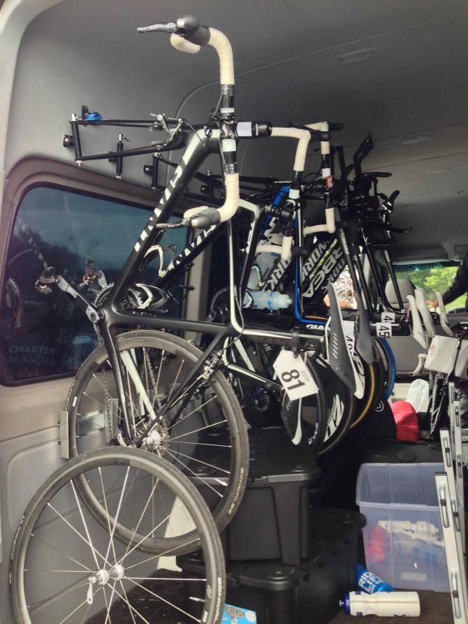 More bikes loaded into the back of the CharterMason Drapac Development team van