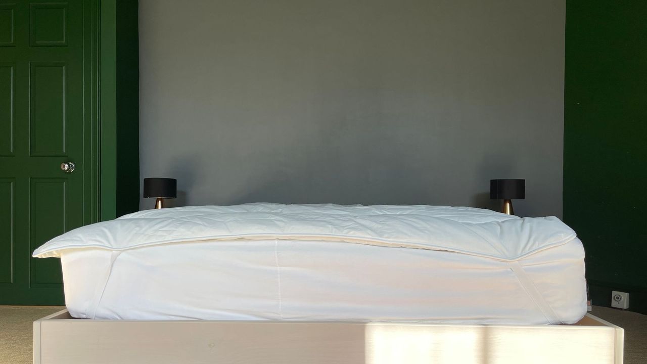 End of bed with The White Company Hypoallergenic Topper
