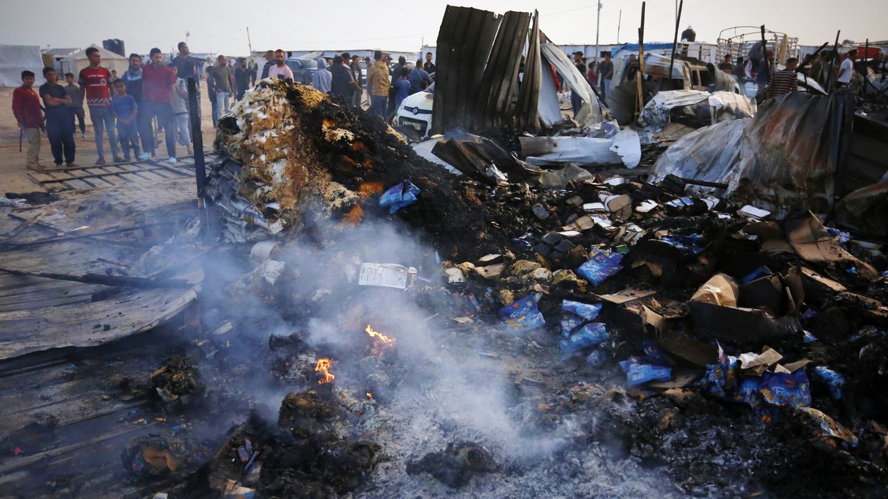 Smoking aftermath of Israeli airstrike in Rafah, Gaza Strip