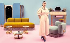 Italian designer Cristina Celestino with her furniture collection for Fendi