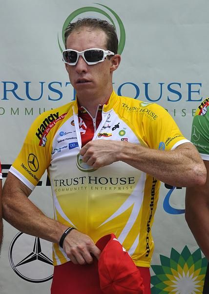 Peter McDonald picked up were he left off in the Tour of Wellington - wearing the leader's jersey.