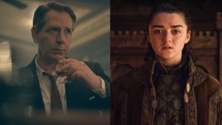 From left to right: Ben Mendelsohn in The New Look and Maisie Williams in Game of Thrones. Both press images.