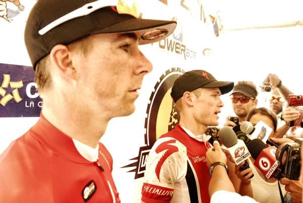 Todd Wells and Rom Akerson talk to the mediaP