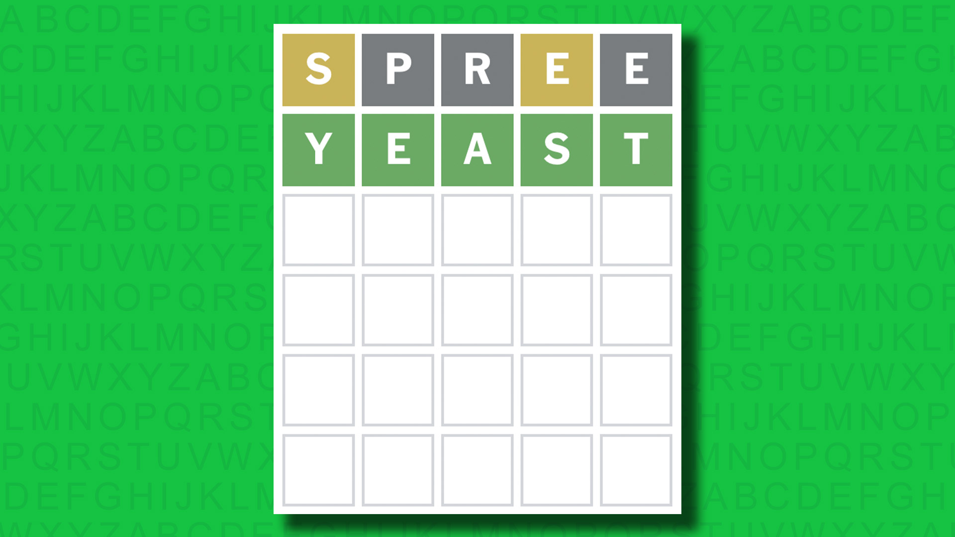 NYT Wordle answer for game 1421 on a green background