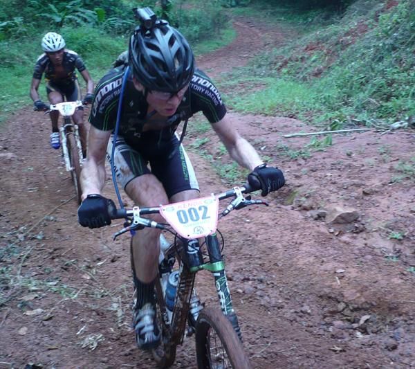 Alex Grant pushes up a steep grade.