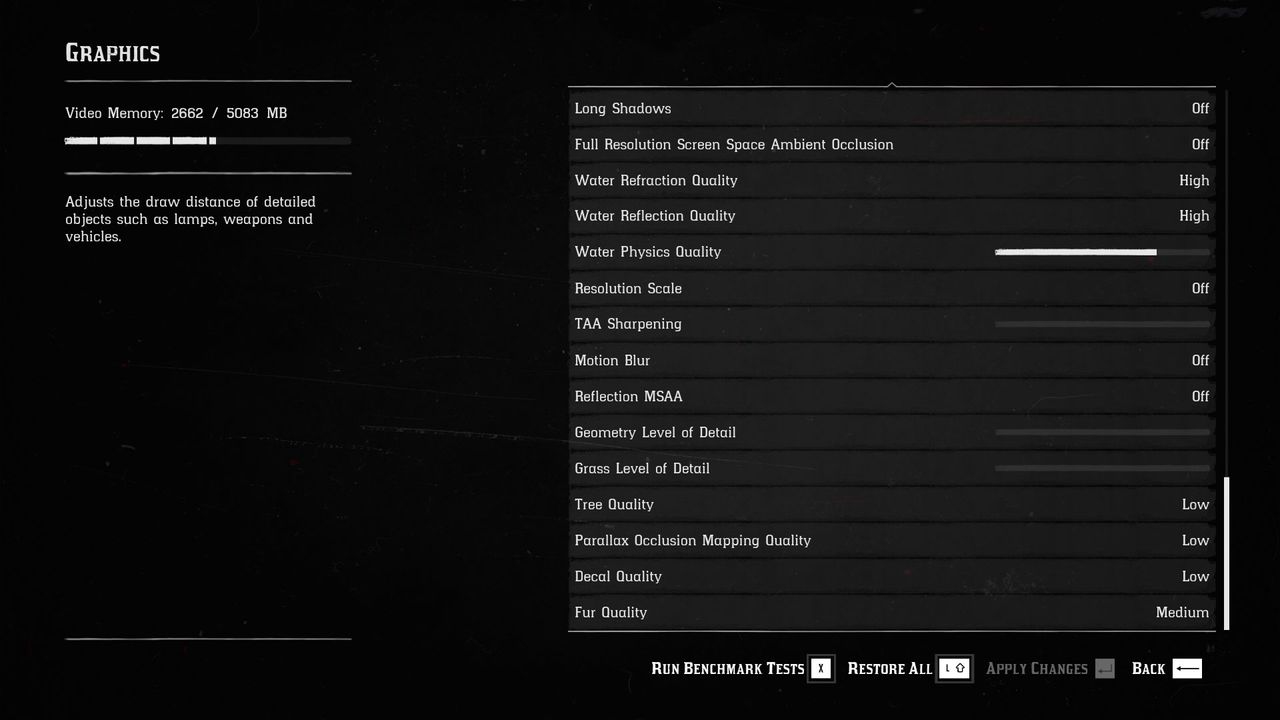 Red Dead Redemption 2 settings