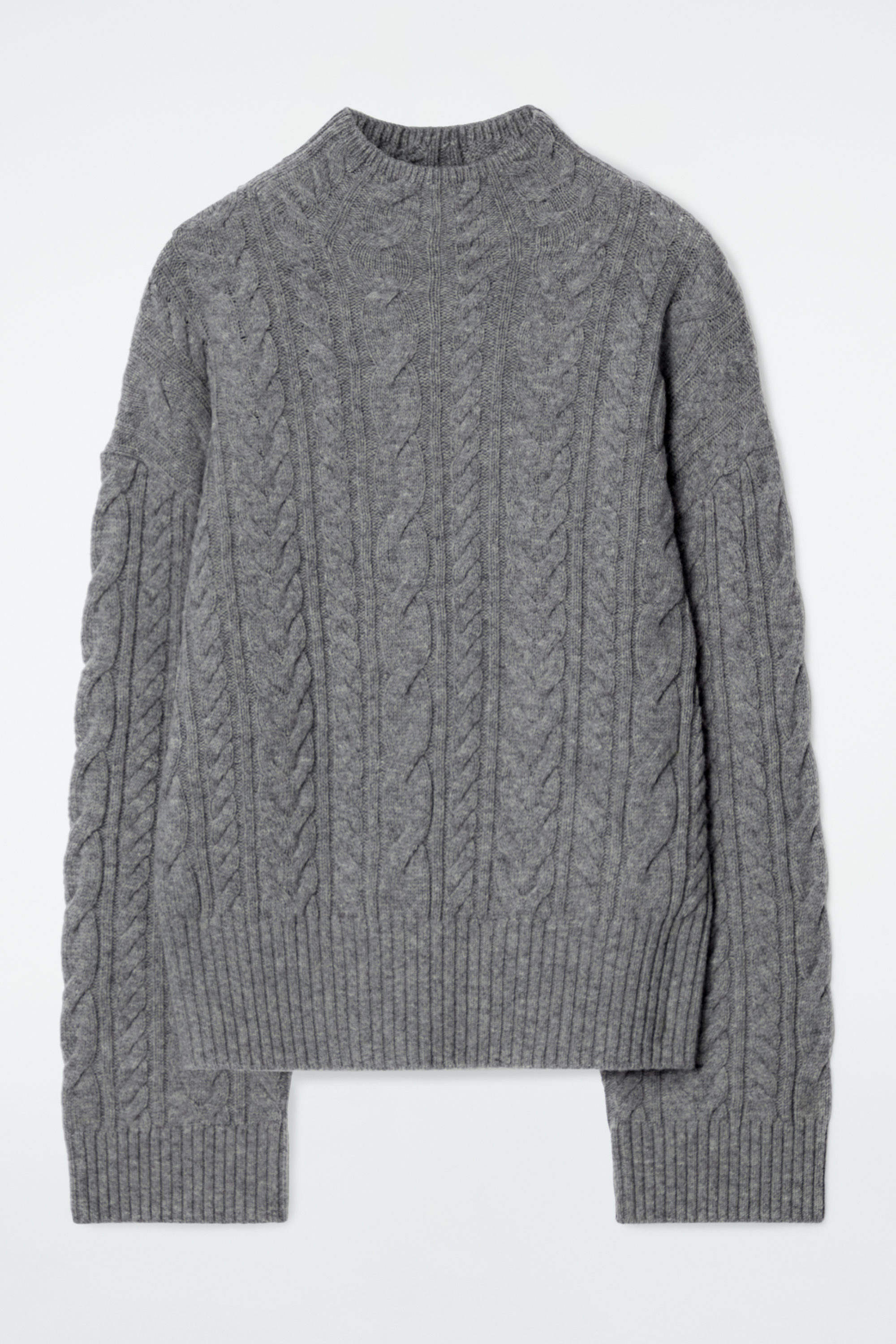 Cable-Knit Wool Funnel-Neck Jumper