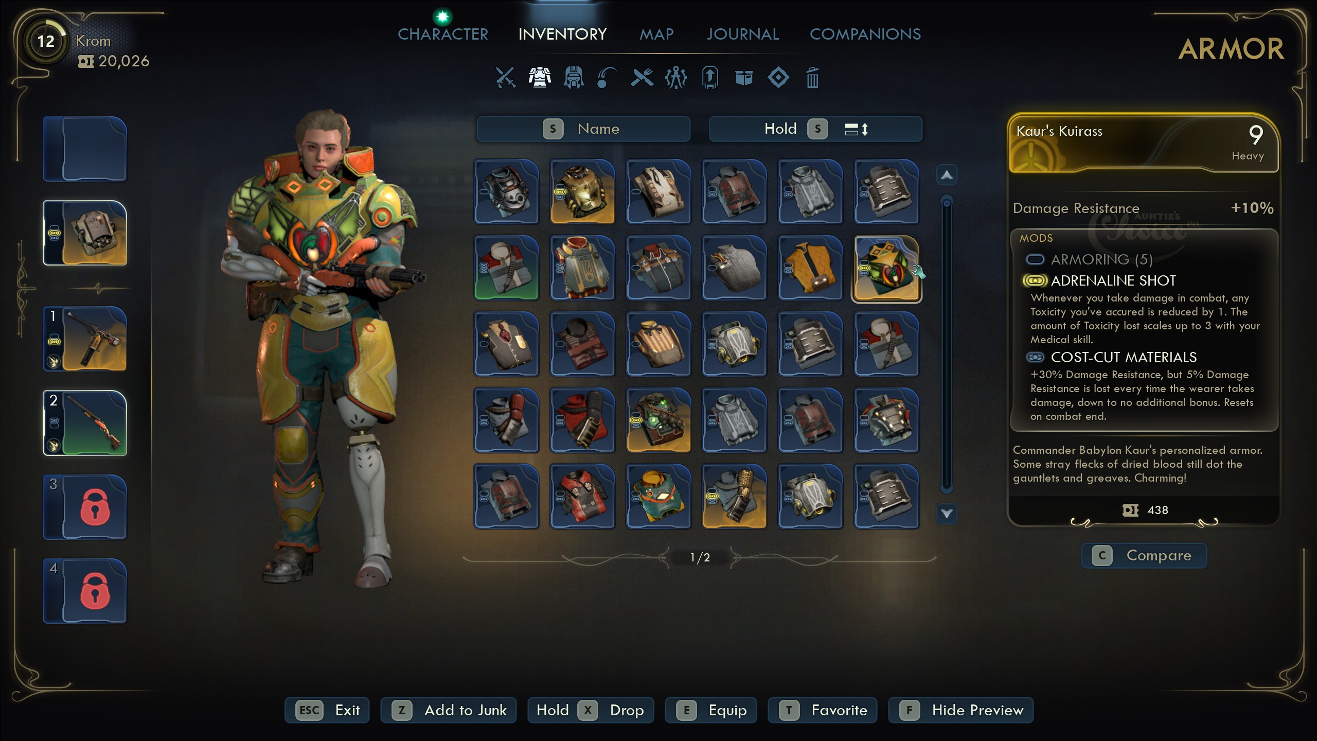 Outer Worlds 2 best armor - Kaur's Kuirass