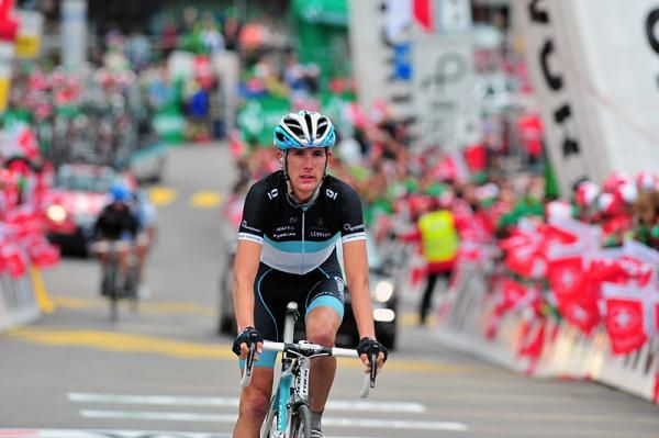 Andy Schleck (Leopard Trek) crosses the finish line in 21st place.