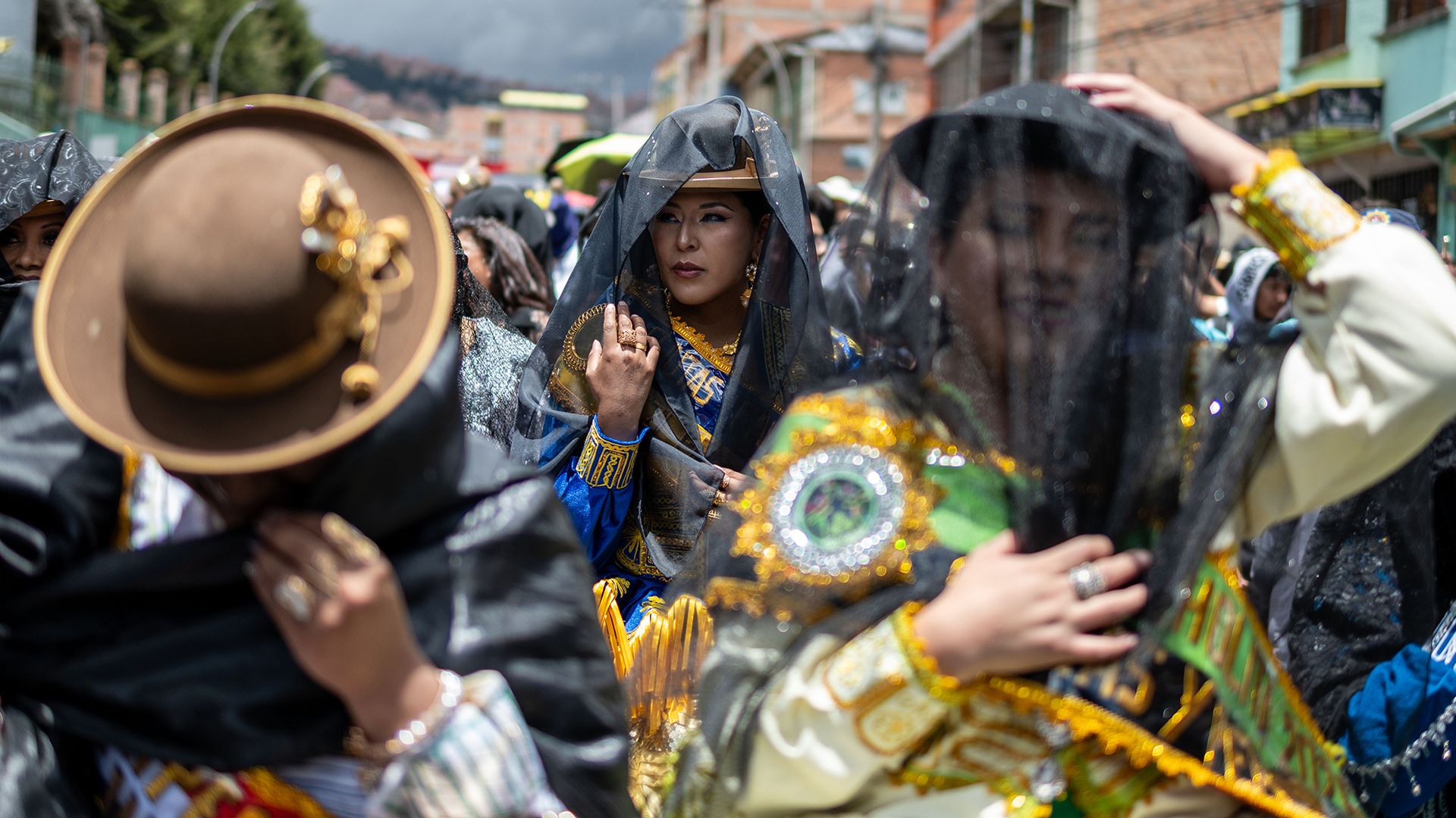 
                                Revellers celebrate the beginning of carnival with the resurrection of folk character Pepino outside the General Cemetery in La Paz, Bolivia
                            