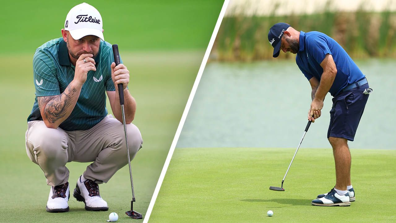 DP World Tour Winner Andy Sullivan reading and hitting a putt at a DP World Tour event