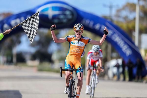 Campbell Flakemore (Genesys) gets the win ahead of breakaway companion Harry Carpenter (SASI)
