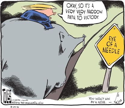 Political cartoon U.S. 2016 election Donald Trump Republican party