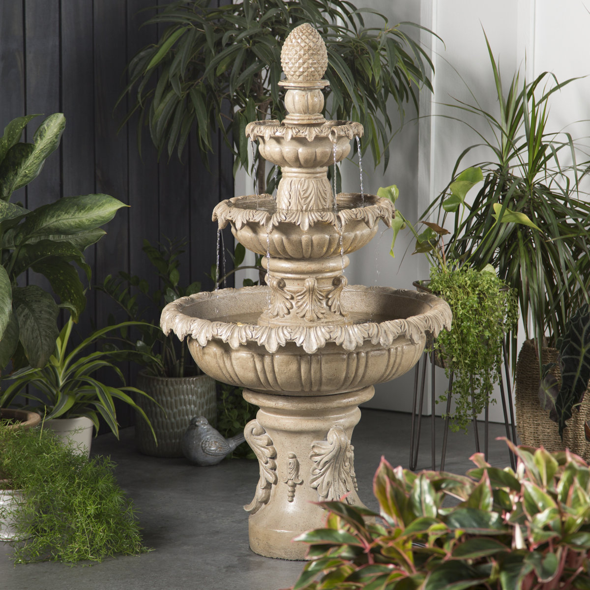 Fleur De Lis Living Danelle Resin Outdoor Fountain With Light &amp;amp; Reviews | Wayfair