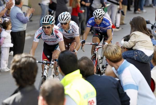 Charly Wegelius (Omega Pharma - Lotto) leads the break in stage 10.