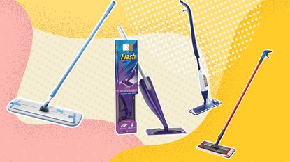 Image of three of the best mops on graphic background