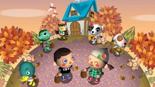 best Nintendo DS games: Male and female animal crossing players with villagers like KK Slider in the background