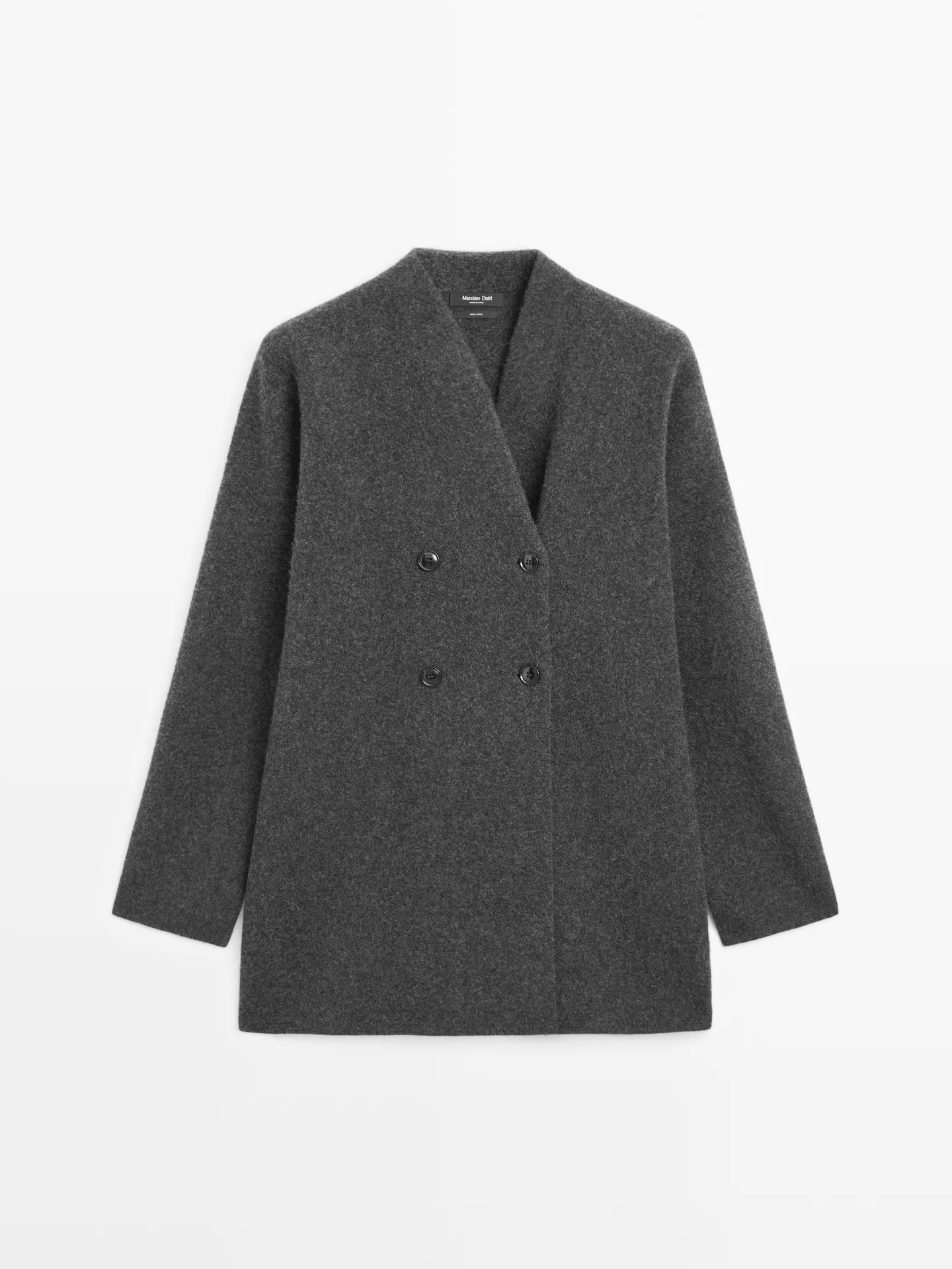 Massimo Dutti, Long Double-Breasted Wool Cardigan