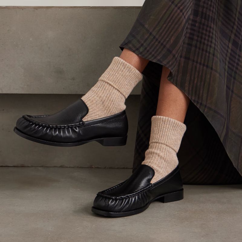 Johnstons of Elgin cashmere socks on model