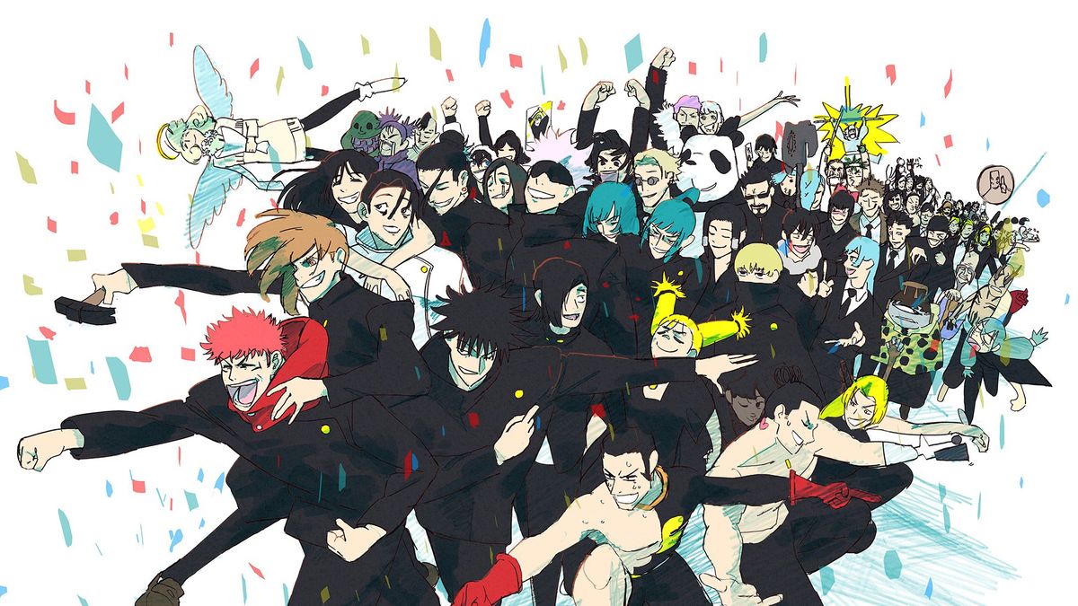 A congratulatory illustration to mark the end of the Jujutsu Kaisen manga by season 2 director Shota Goshozono