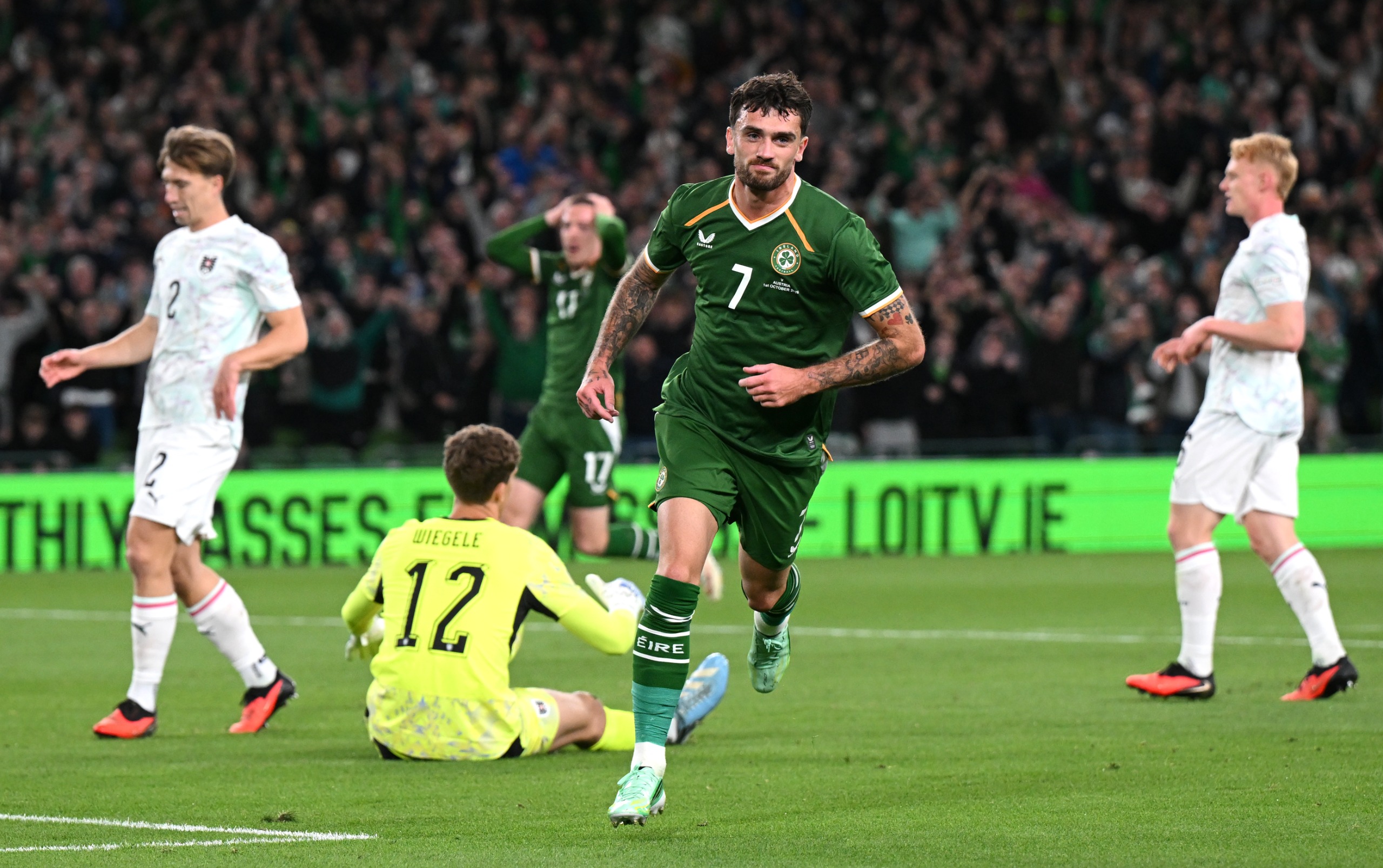 Troy Parrott of Republic of Ireland celebrates scoring his team&rsquo;s first goal