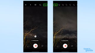 Screenshots from the Galaxy S23 camera app, showing the timer settings