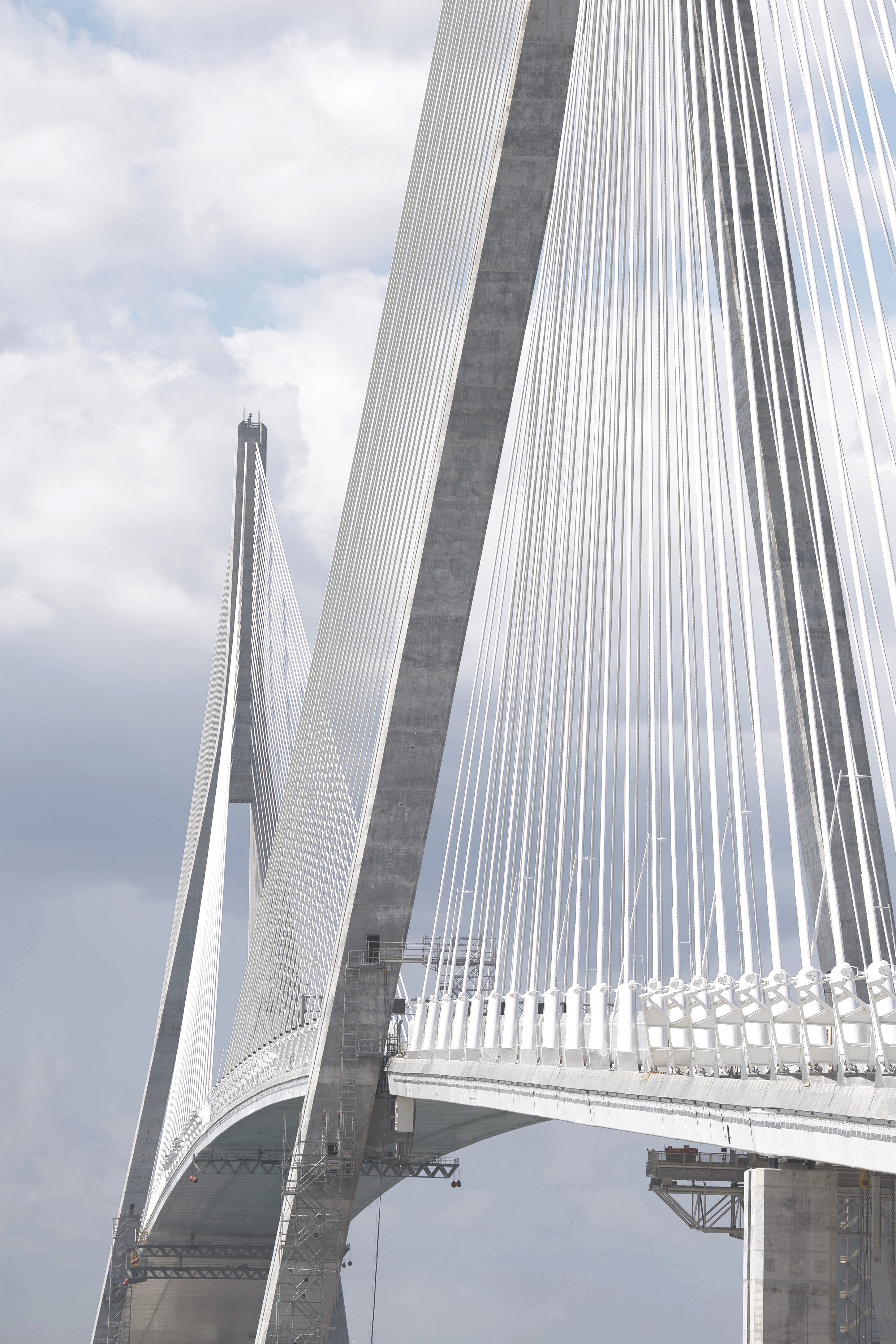Gordie Howe International Bridge views from a distance and through its elegant cablework