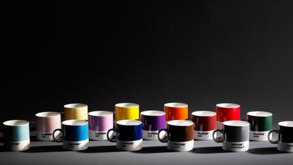 Collection of colourful Pantone mugs