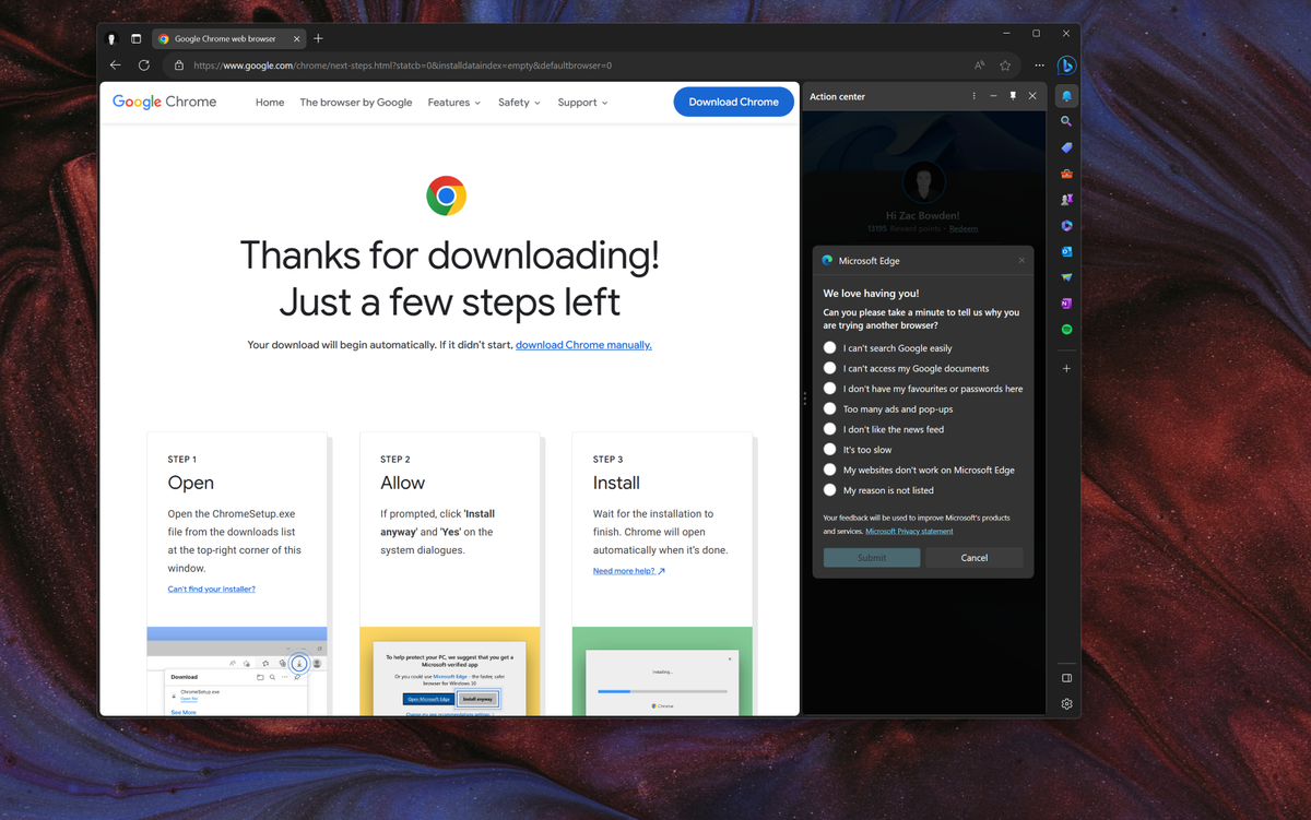 how to download chrome with microsoft edge