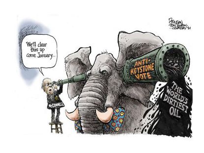 Political cartoon GOP Keystone XL pipeline gridlock