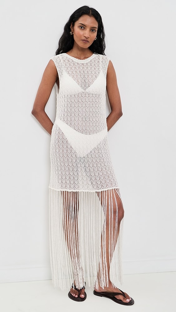 Ganni Shiny Pointelle Fringe Dress