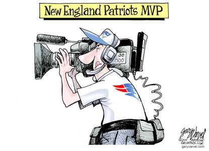 Editorial cartoon U.S. Patriots sports football