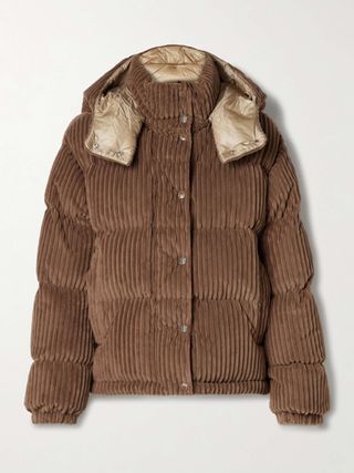 Daos Hooded Padded Quilted Corduroy Down Jacket