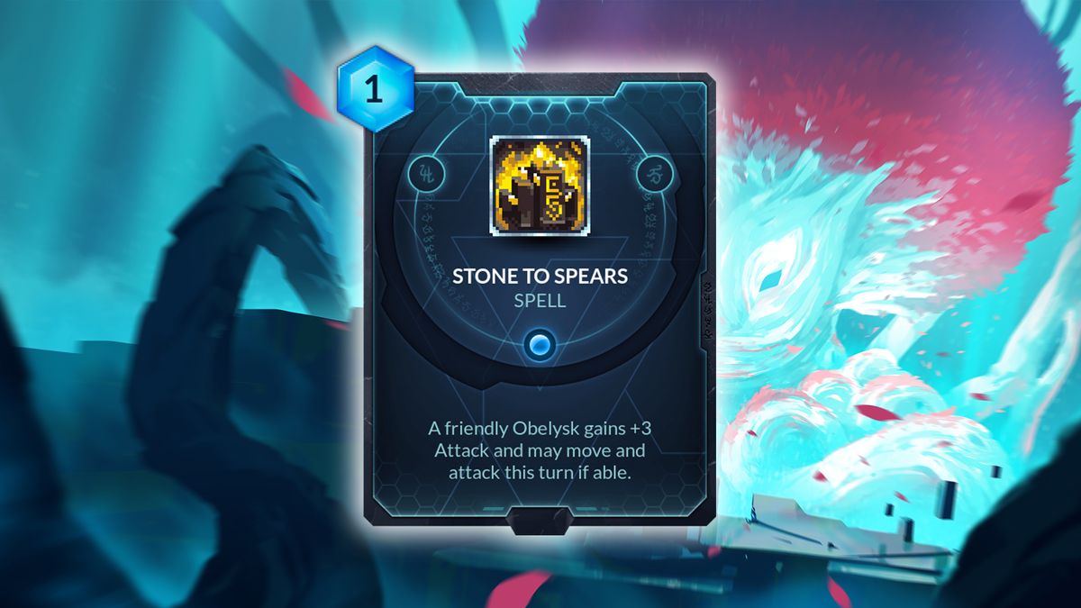 Stone to Spears (Vetruvian) &mdash; I am incredibly excited for this spell. Even if you completely ignore the +3 attack, Stone to Spears gives Vetruvian a chance to reposition out of place Obelysks as fights move away from wherever you initially placed them. And the bonus attack is nice on its own, allowing silenced Obelysks to pose even more of a threat after Shim'zar added Whisper of the Sands.