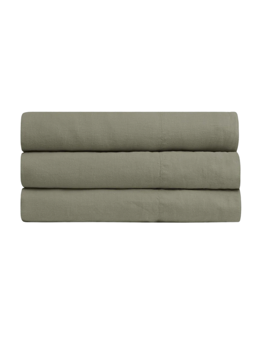 Linen Top Sheet in Moss