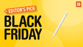 Apple Pencil 2 on a yellow background with Black Friday deal in text