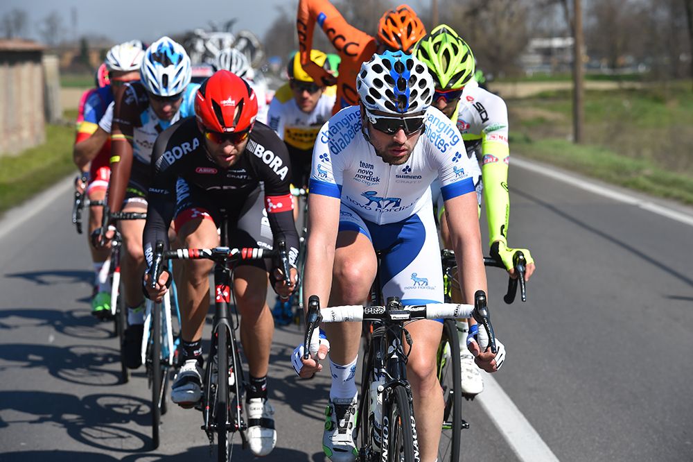 Andrea Peron (Novo Nordisk) in the breakaway in Milan-San Remo