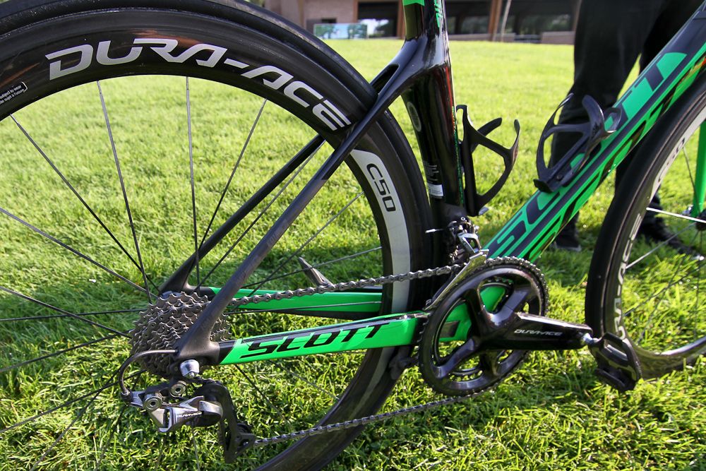 The drive train and rear triangle on Beyer's bike