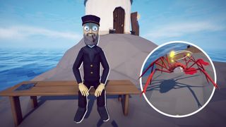 How to Fish - The Fisherman from Island one with a cutout image of the Spider Crab pasted in the bottom right.