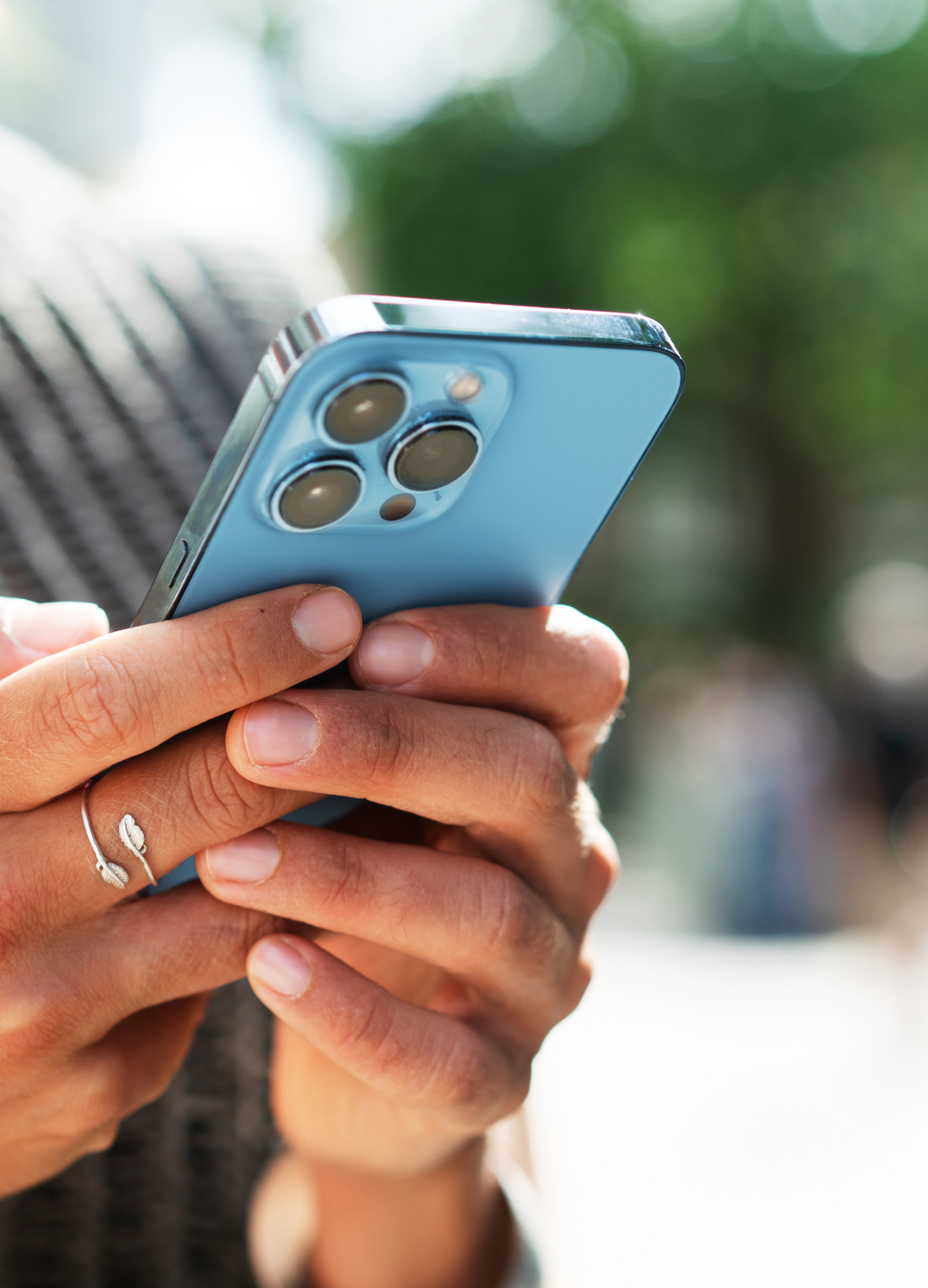 Woman looking at iphone