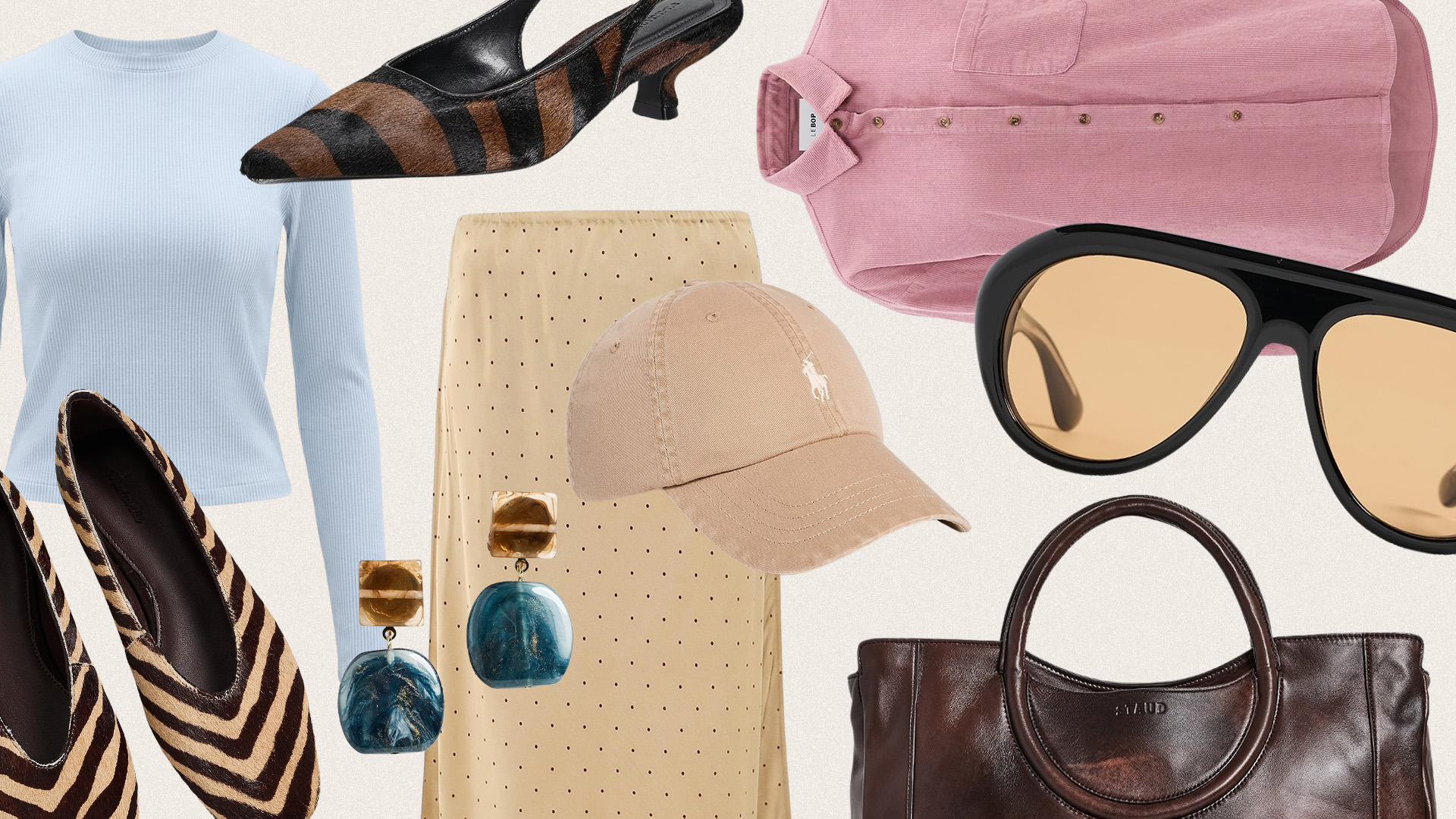 Collage of Shopbop clothing and accessories.