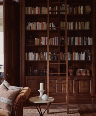 A bespoke oak wood home library