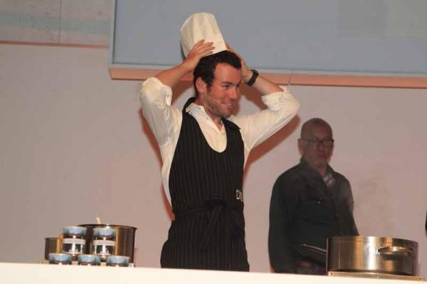 Mark Cavendish (Team Sky) was on hand to help with the cooking