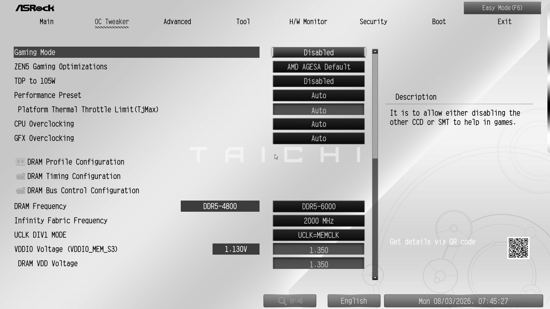 ASRock X870E Taichi White - BIOS