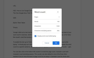 Google Docs Live Word Count