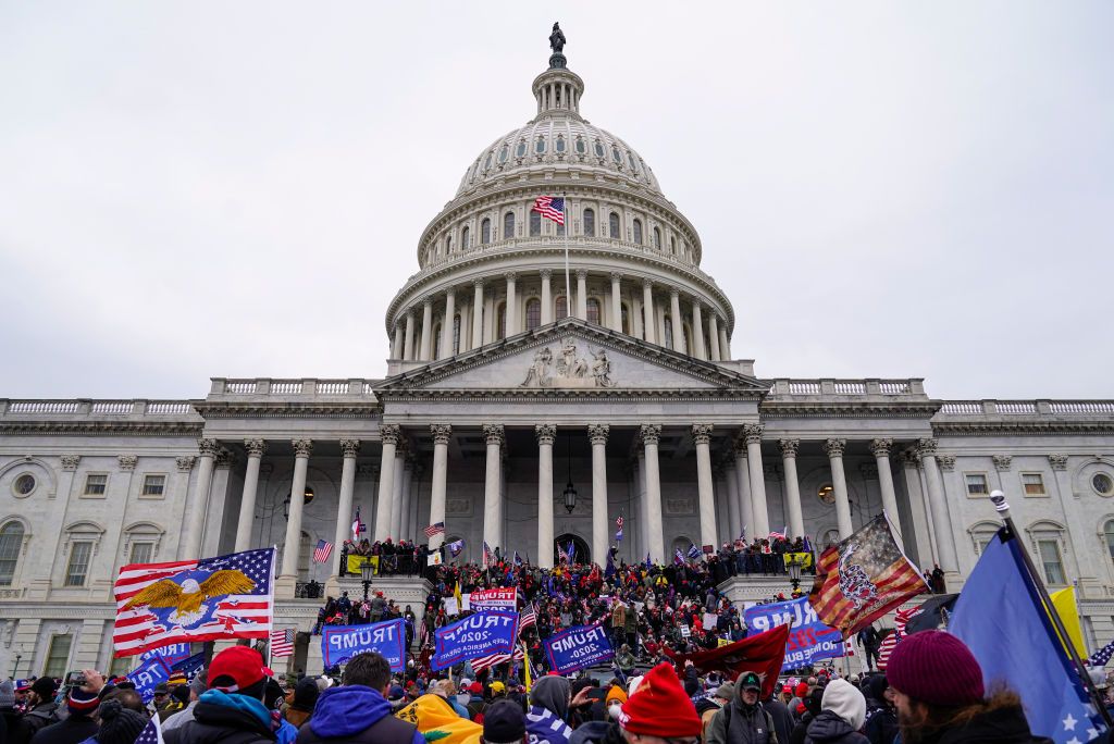 Crowds gather for the &quot;Stop the Steal&quot; rally on January 06, 2021 in Washington, DC