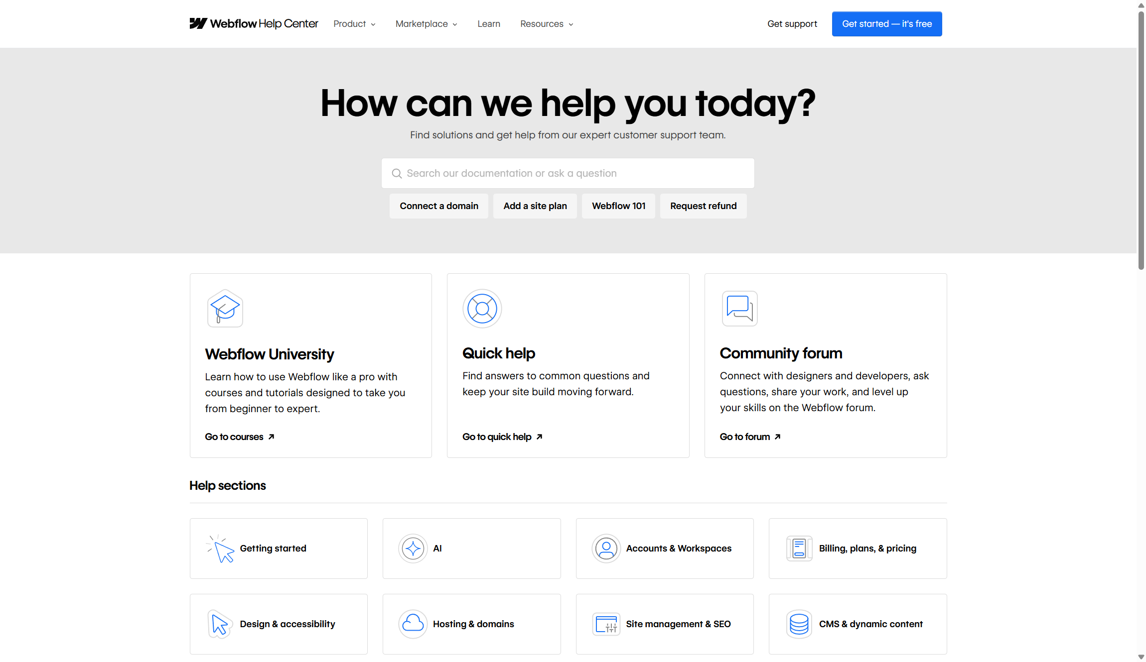 Webflow support