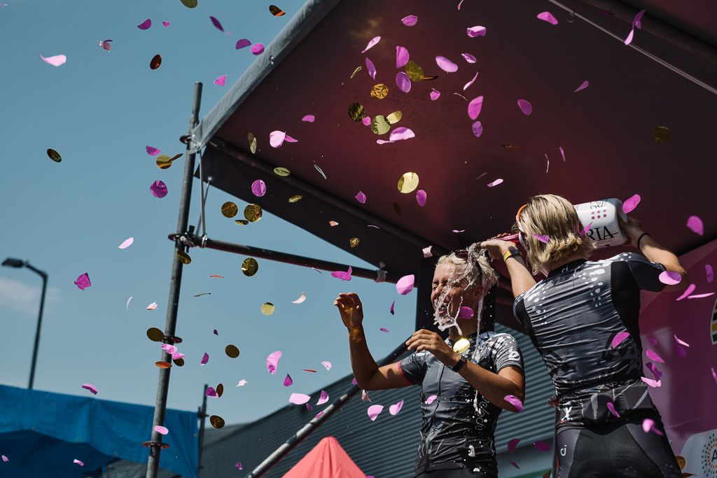 Barbara Guarischi celebrates her stage win