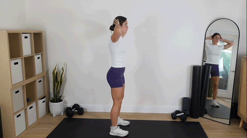 Trainer Kirra Mitlo performing a bodyweight good morning