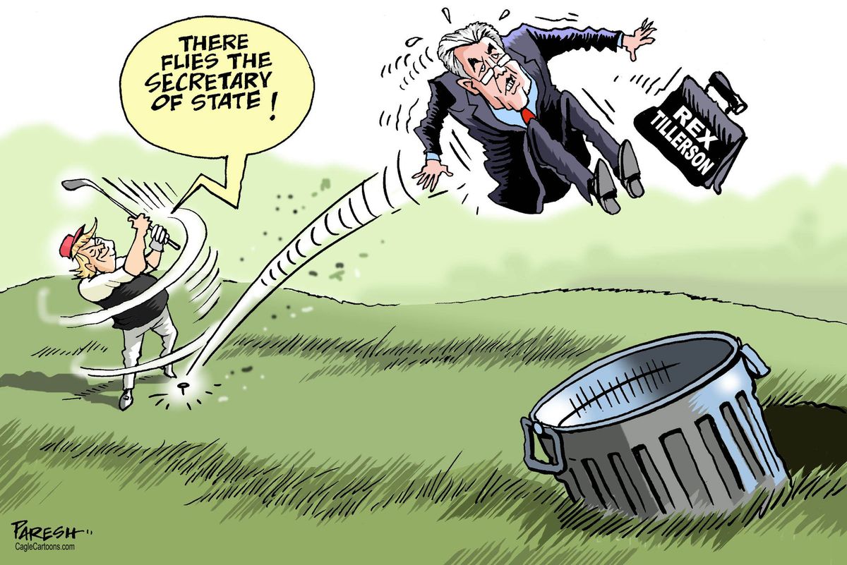 Political cartoon U.S. Trump Rex Tillerson firing golf | The Week